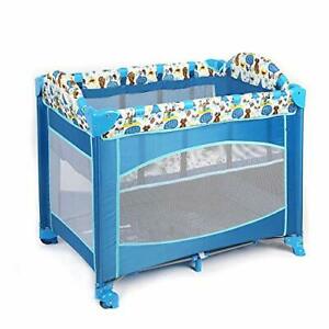 Photo 1 of QFTIME Easy Folding Portable Baby Playard Playpen Blue Comfortable Lightweigh...
