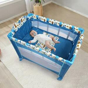 Photo 1 of QFTIME Easy Folding Portable Baby Playard Playpen Blue Comfortable Lightweigh...
