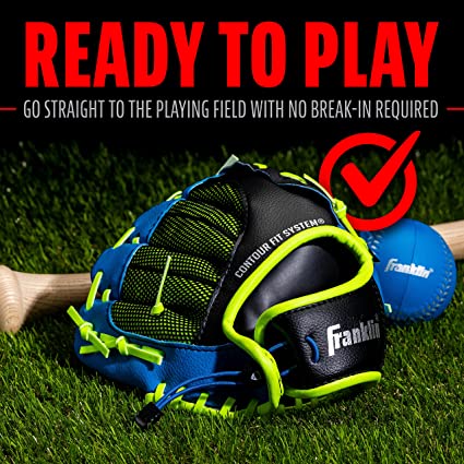 Photo 3 of Franklin Sports Teeball Glove - Left and Right Handed Youth Fielding Glove - Neo-Grip - Synthetic Leather Baseball Glove - 9.0 Inch - Ready To Play Glove with Ball
