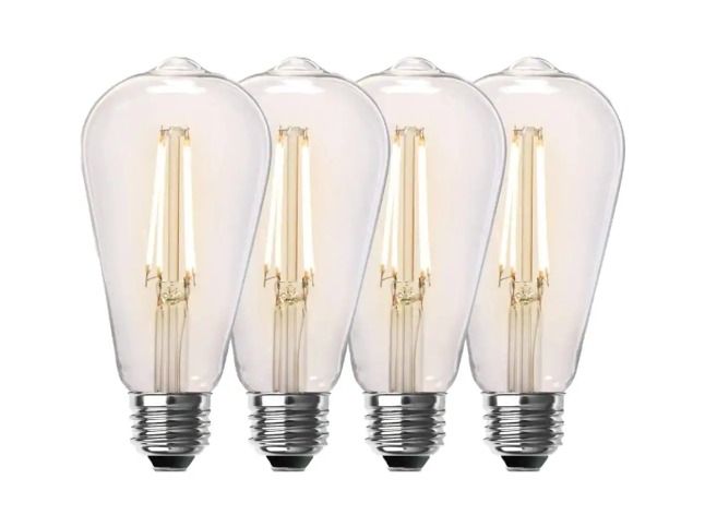 Photo 1 of 100-Watt Equivalent ST19 Dimmable Straight Filament Clear Glass Vintage Edison LED Light Bulb, Soft White (4-Pack)
