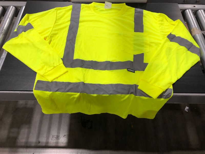 Photo 4 of 2 SHIRTS XL & M - Men's Medium Hi-Vis Yellow Short-Sleeve Safety Shirt & Men's X-Large Hi-Visibility Yellow ANSI Class 3 Long Sleeve Shirt

