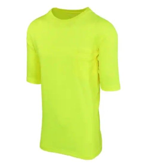 Photo 1 of 2 SHIRTS XL & M - Men's Medium Hi-Vis Yellow Short-Sleeve Safety Shirt & Men's X-Large Hi-Visibility Yellow ANSI Class 3 Long Sleeve Shirt


