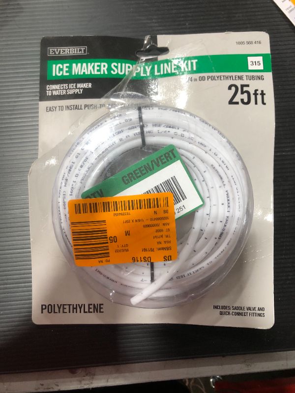Photo 2 of 1/4 in. COMP x 1/4 in. COMP x 25 ft. Push-to-Connect Poly Ice Maker Installation Kit
