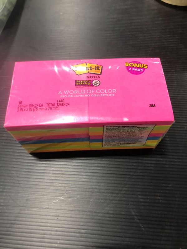 Photo 1 of Post-it Notes Super Sticky 3 X 3 Rio De Janeiro Color Collection 14 Pads 1 260 Total Sheets
