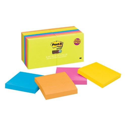 Photo 1 of Post-it Notes Super Sticky 3 X 3 Rio De Janeiro Color Collection 14 Pads 1 260 Total Sheets
