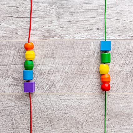 Photo 2 of Melissa & Doug Primary Lacing Beads - Educational Toy With 30 Wooden Beads and 2 Laces
