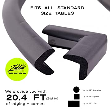 Photo 2 of Bebe Earth Baby Proofing Edge and Corner Guard Protector Set, 20 Feet Edges & 8 Foam Corners, Furniture and Tables Child Baby Proof Bumpers , Pre-Taped Corner Cushions - Onyx Black
