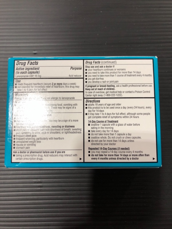 Photo 3 of HealthCareAisle Lansoprazole 15 mg – 42 Delayed-Release Capsules – Acid Reducer, Treats Frequent Heartburn
