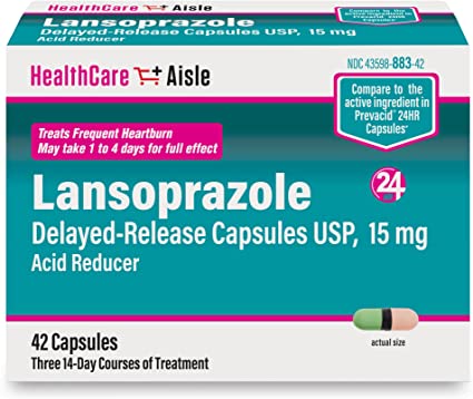 Photo 1 of HealthCareAisle Lansoprazole 15 mg – 42 Delayed-Release Capsules – Acid Reducer, Treats Frequent Heartburn
