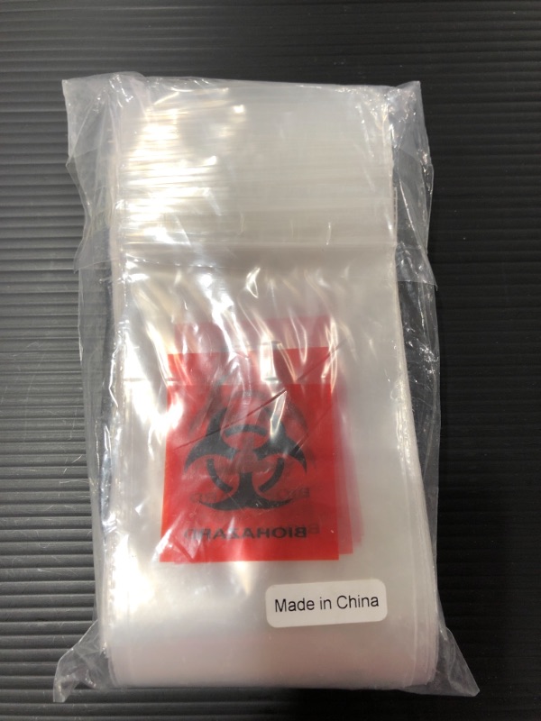 Photo 4 of APQ Pack of 100 Biohazard Specimen Bags Black and Red 3 x 5 Zipper Top Plastic Pouch Bags 3x5 Thickness 2 Mil Printed Polyethylene Transport Bags for Shipping Packing Specimens, Wholesale Price
