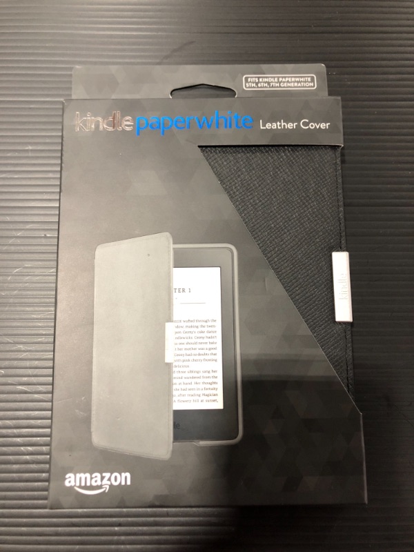 Photo 2 of Amazon Kindle Paperwhite Leather Case, Onyx Black - fits all Paperwhite generations prior to 2018 (Will not fit All-new Paperwhite 10th generation)
