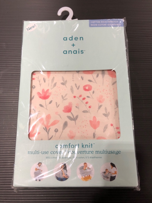 Photo 1 of aden + anais Comfort Knit 6-in-1 Super Soft Cotton with Spandex Multi-Use Cover for Car Seat, Nursing, Cart, Baby Swing, High Chair, Infinity Scarf, Perennial
