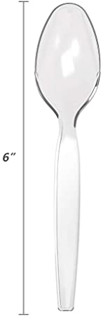 Photo 2 of Heavyweight Plastic Spoons, Clear, 100 Count
