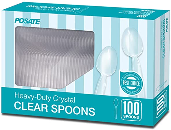 Photo 1 of Heavyweight Plastic Spoons, Clear, 100 Count
