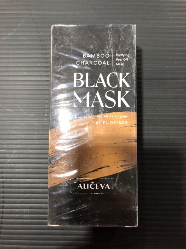 Photo 1 of Aliceva Black Mask, Blackhead Remover Mask, Charcoal Peel Off Mask, Charcoal Mask, Charcoal Face Mask for All Skin Types with Brush - 1.67 FL.OZ / 50G