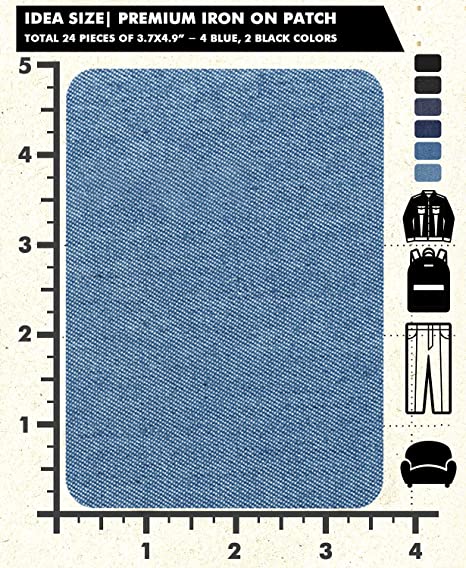 Photo 2 of Ebateck Iron On Patches for Clothing Repair, 3.7-inch-by-4.9-inch, Fabric Patch kit for Clothing Cotton Jeans No-Sew, 6 Assorted Colors
LOT OF 3.