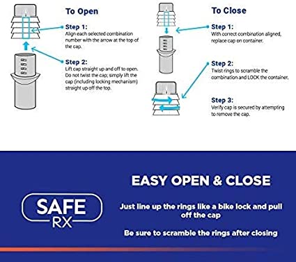 Photo 2 of Safe Rx Large Locking Pill Bottle | Combination Lock | Secure Medication or Small Valuable Items | Certified Child-Resistant, Senior-Friendly | 5.4? x 2? (1-Pack), Amber Color
