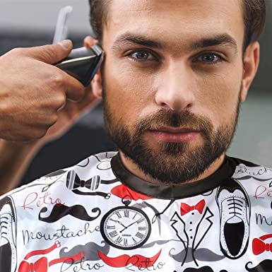 Photo 2 of Men's Barber Cape For Hair Stylists- Home Hair Cuts - Salons - Snaps, Retro Mustache Design
