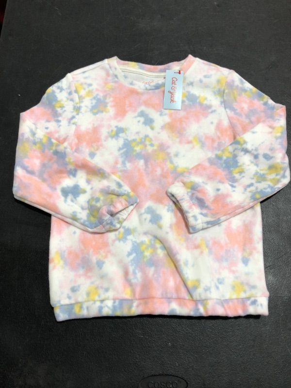 Photo 1 of CAT & JACK GIRLS WARM TIE DYE PULLOVER SWEATSHIRT, PINK, SIZE LARGE 10/12.