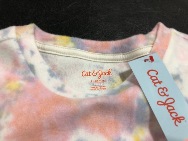 Photo 1 of CAT & JACK GIRLS WARM TIE DYE PULLOVER SWEATSHIRT, PINK, SIZE LARGE 10/12. LOT OF 2. 