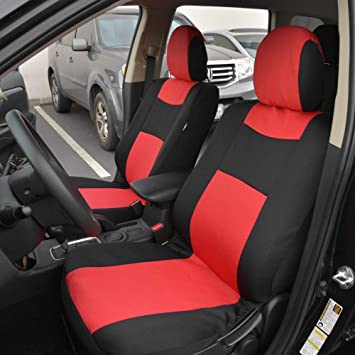 Photo 1 of BDK Two-Tone PolyPro Car Seat Covers Full, Black & Red – Interior Covers for Auto Truck Van SUV. MISSING PACKAGE. PHOTO FOR REFERENCE. 
