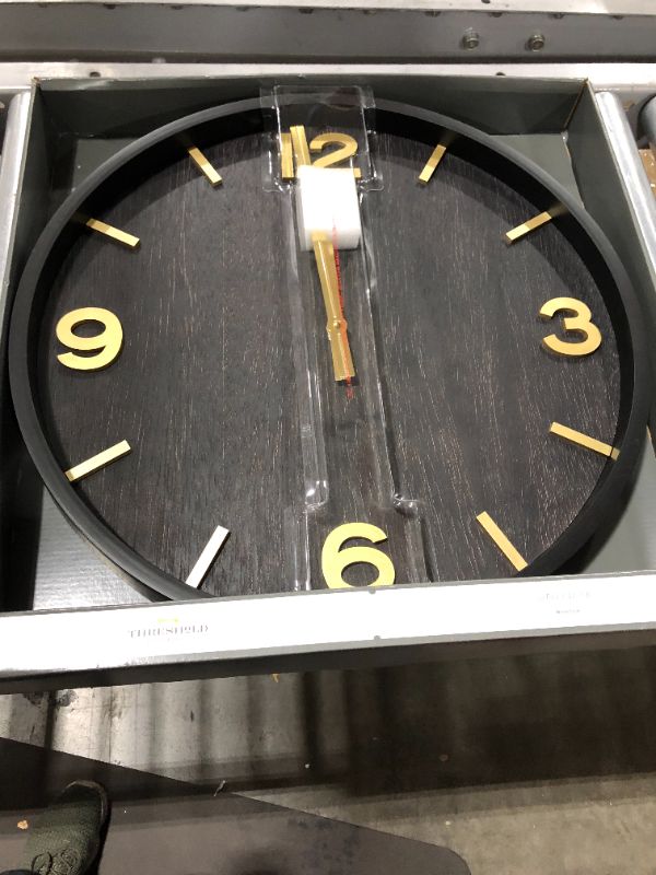 Photo 1 of 20" Wood Wall Clock Brass - Threshold
