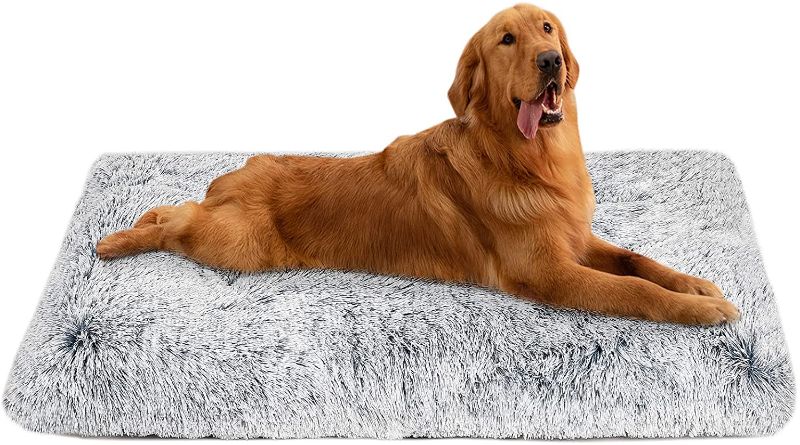 Photo 1 of Dog Bed Crate Pad, Dog beds for M Dogs, Plush Soft Pet Beds, Washable Anti-Slip Dog Crate Bed for Medium Dogs and Cats,Dog Mats for Sleeping ? Fluffy Kennel Pad
