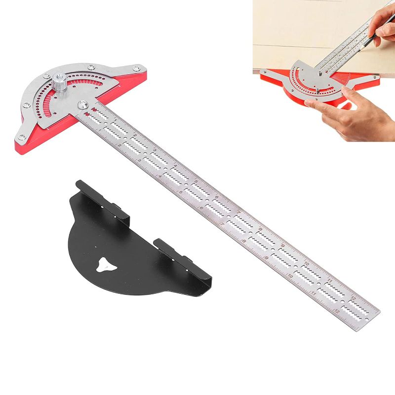 Photo 1 of Construction Rulers,Angle Protractor Two Arm Woodworking Ruler , Woodworkers Edge Rule,Marking Tools Angle Measure Tool Woodworking 