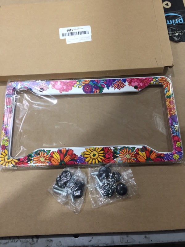 Photo 1 of Abstract Flower Colorful License Plate Holder 