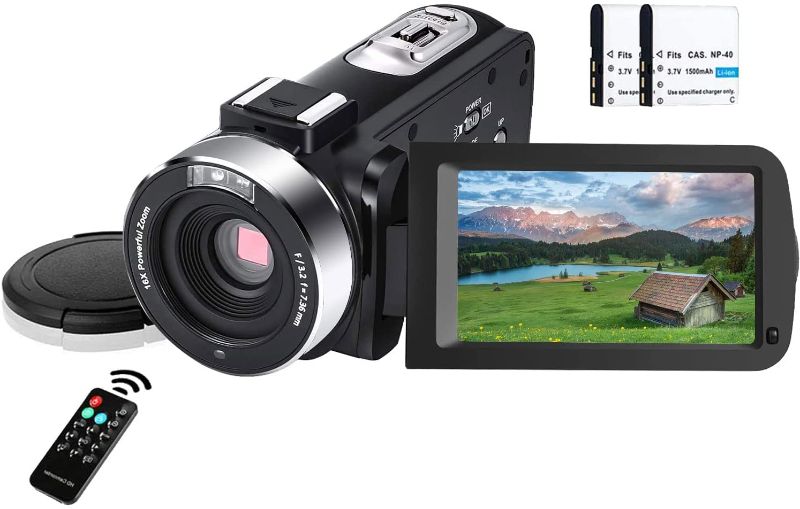 Photo 1 of Camcorder Full HD 2.7K 30FPS 30MP 16X Digital Zoom Video Camera for YouTube Pause Function Vlogging Camera with 3.0’’ LCD and 270° Rotation Screen Digital Camera
