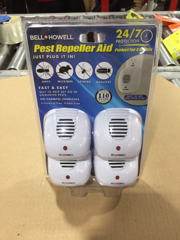 Photo 2 of Bell + Howell Ultrasonic Pest Repeller Home Kit (Pack of 4), Ultrasonic Pest Repeller, Pest Repellent for Home, Bedroom, Office, Kitchen, Warehouse, Hotel, Safe for Human and Pet
