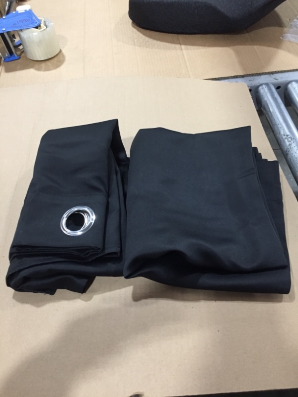 Photo 1 of Black Blackout Curtains for Bedroom Sewn with Tiebacks - Thermal Insulated Light Blocking Grommet Window Curtains for Living Room, 42 x 63 inch Length, Set of 2 Drape Panels
