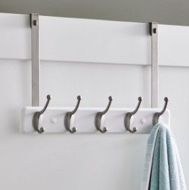 Photo 1 of Better Homes & Gardens Hook Rail with 5 Hooks, White Wood and Satin Nickel
