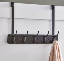 Photo 1 of Better Homes & Gardens Hook Rail with 5 Hooks, Espresso Wood and Oil-Rubbed Bronze
