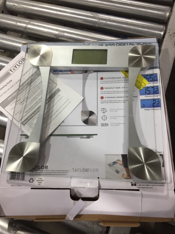 Photo 2 of Conair WW Scales Digital Glass Bathroom Scale, Silver, 400 Lb
