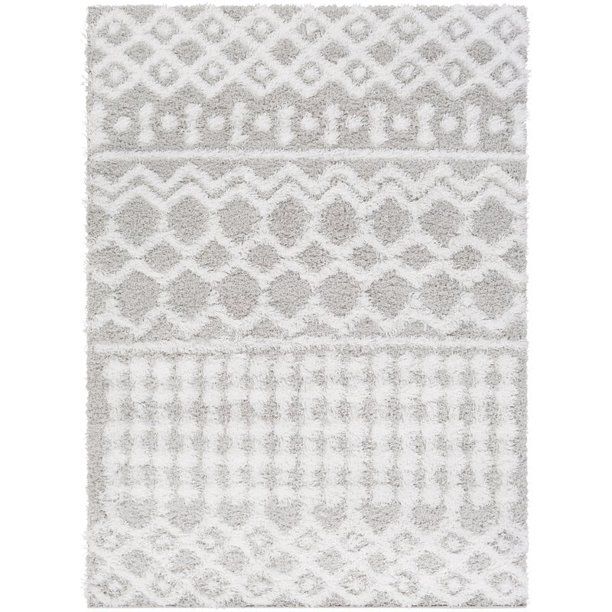 Photo 1 of USG2310-5373 5 Ft. 3 in. X 7 Ft. 3 in. Urban Shag Machine Woven Rug, White & Light Gray
