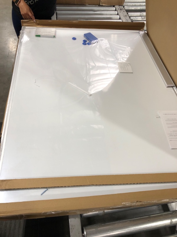 Photo 2 of 48" x 36" Dry Erase Board, Ohuhu Magnetic Large Whiteboard/White Board with 6 Color Dry Erase Markers, 4 x Magnetic Stickers, 1 x Eraser, 4 x Screw Nuts & Sleeve Anchors, Aluminum Frame, Silver
