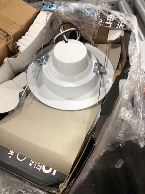 Photo 1 of Feit Electric LEDR56B/927CA/MP/6 5/6 inch 75W Equivalent Natural Baffle Trim, White, Enhance LED Retrofit Kit Recessed Light, 6-Pack
