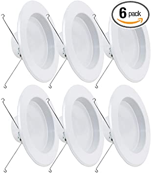 Photo 1 of Feit Electric LEDR56B/927CA/MP/6 5/6 inch 75W Equivalent Natural Baffle Trim, White, Enhance LED Retrofit Kit Recessed Light, 6-Pack
