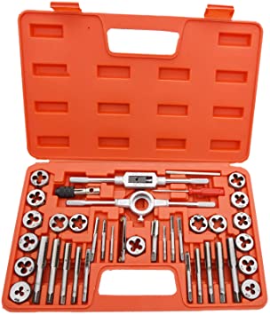 Photo 1 of 40 Piece Tap and Die Set,SAE Inch Sizes, Essential Threading Tool with Complete Accessories and Storage Case, for Cutting External and Internal Threads, SAE Thread Types: NC, NF, NPT, by NAKAO
