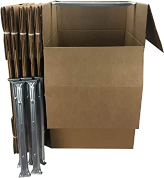 Photo 1 of Amazon Basics Wardrobe Clothing Moving Boxes with Bar - 20" x 20" x 34", 6-Pack
