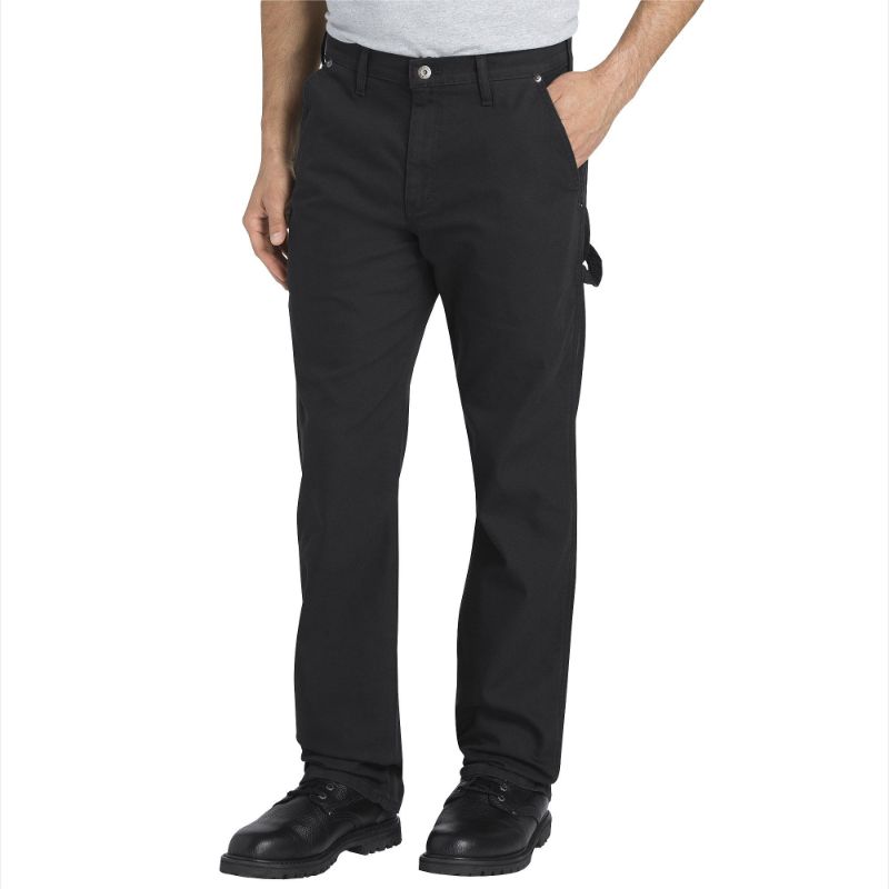 Photo 1 of Dickies FLEX Regular Fit Straight-Leg Tough Max Duck Carpenter Pants for Men - Stonewashed Black - 40x32
