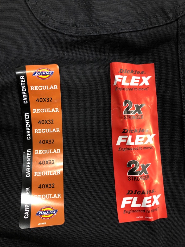 Photo 2 of Dickies FLEX Regular Fit Straight-Leg Tough Max Duck Carpenter Pants for Men - Stonewashed Black - 40x32
