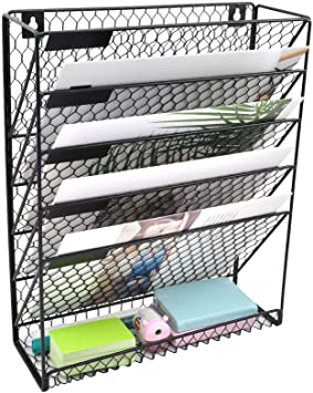 Photo 1 of EASEPRES Wall File Holder Metal Chicken Wire Wall Mount Document Organizer, 6 Tier,
