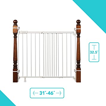 Photo 1 of Summer Metal Banister and Stair Safety Baby Gate, White Finish – 32.5” Tall, Fits Openings of 31” to 46” Wide, Extra-Wide Door Opens The Full Width of Your Stairway, Convenient Baby and Pet Gate
