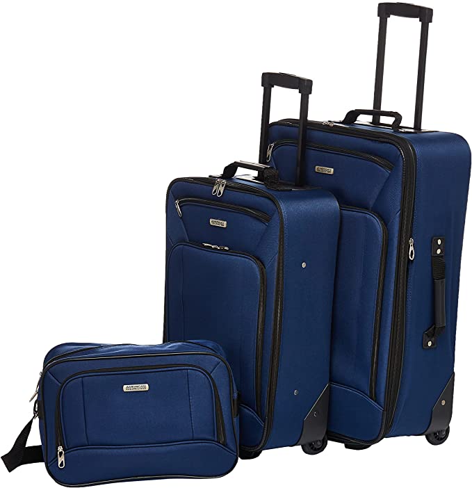 Photo 1 of American Tourister Fieldbrook XLT 3 Piece Softside Luggage Set, Navy Blue 
