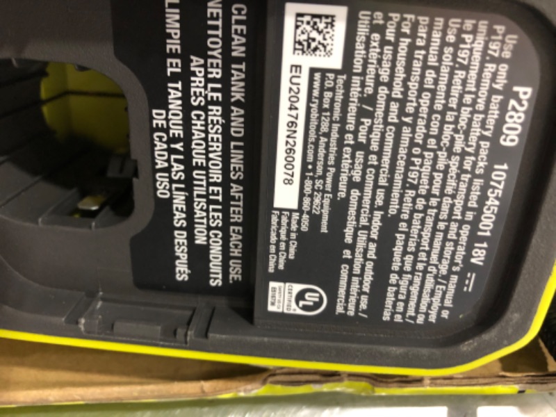 Photo 2 of Ryobi ONE+ 18-Volt Lithium-Ion Cordless Electrostatic 0.5 Gal Sprayer with 2.0 Ah Battery and Charger P2890
