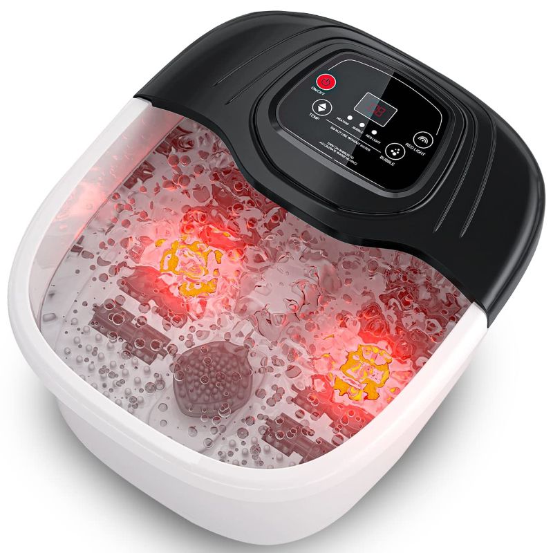 Photo 1 of Foot Spa Bath Massager with Heat, Bubble and Vibration, Digital Temperature Control, Pedicure Foot Soaker with 8 Rollers for Soothe and Comfort Feet
