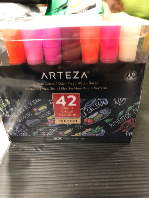 Photo 2 of Arteza Liquid Chalk Markers, Water-Based 42-Color Pack with 50 Chalkboard Labels and Replaceable Tips for Adults, Bistros & Restaurants
