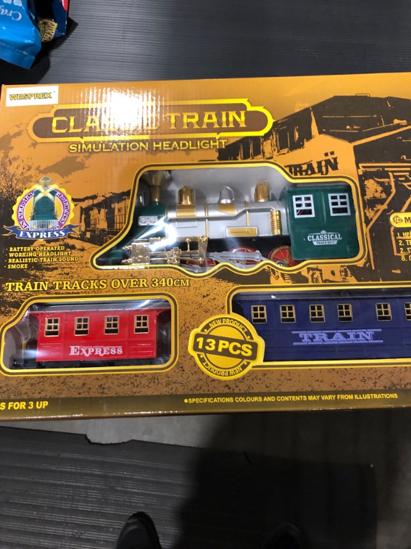 Photo 2 of Train Set - Electric Train Toy for Boys Girls w/ Lights & Sound, Railway Kits w/ Steam Locomotive Engine, Cargo Cars, 4 Horses & Tracks, for 3 4 5 6 7 8+ Year Old Kids
